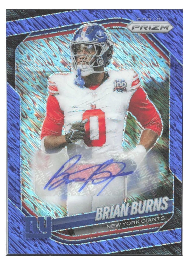 2025 Panini Prizm Base Set Brian Burns Blue Shimmer Autograph #147 card