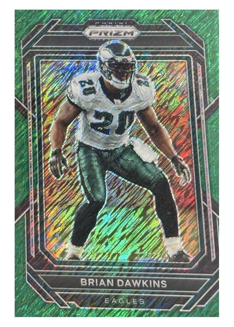 2022 Panini Prizm Base Set Brian Dawkins Green Shimmer #243 card