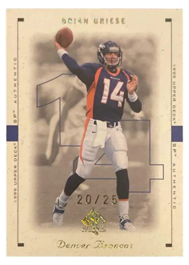 1999 SP Authentic Brian Griese Excitement Gold #25 card