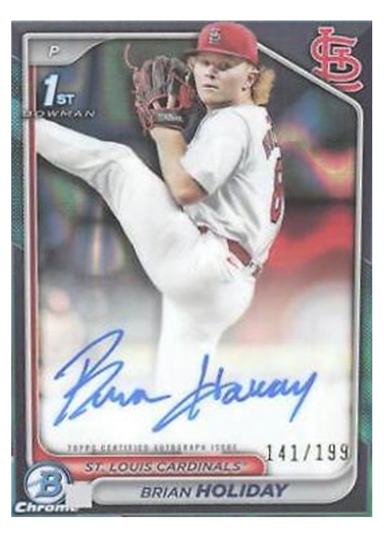 2024 Bowman Draft Chrome Prospect Autographs Brian Holiday Aqua Lava Refractor #CPA-BHO card