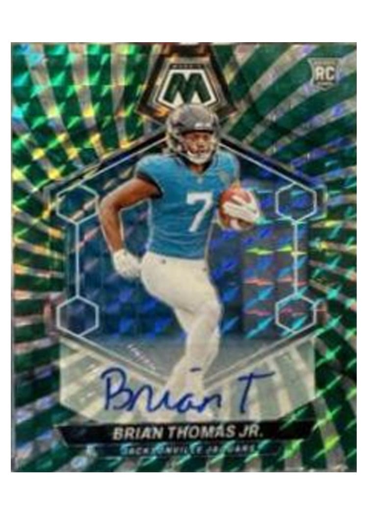 2024 Panini Mosaic Base Set Brian Thomas Jr. Autograph Green Swirl #323 card