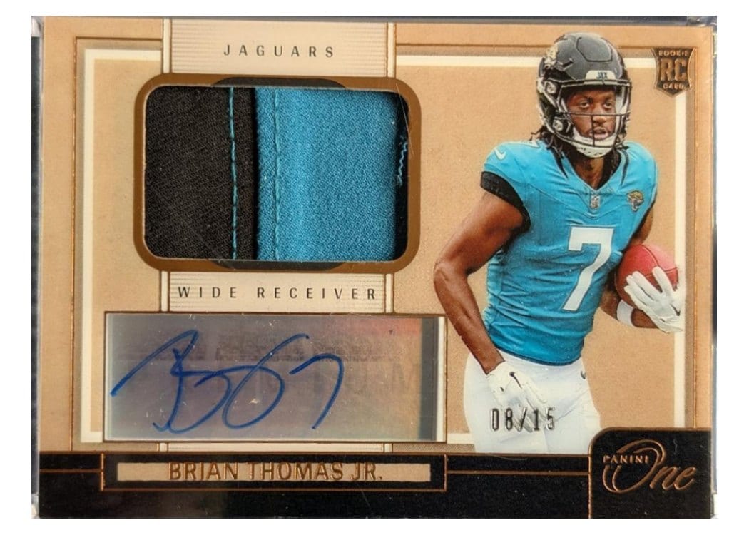 2024 Panini One Premium Rookie Patch Autographs Brian Thomas Jr. #103 card