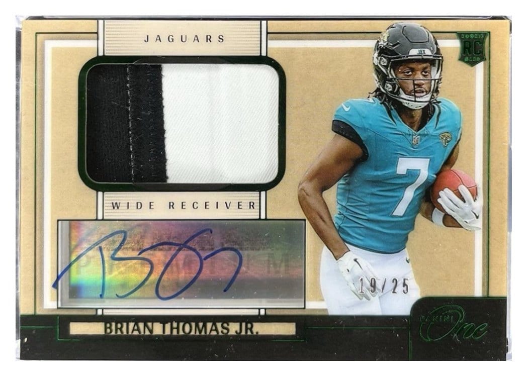 2024 Panini One Premium Rookie Patch Autographs Brian Thomas Jr. #103 card