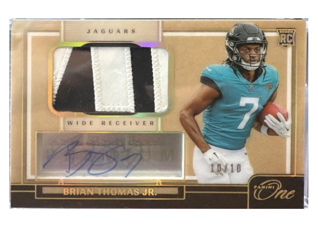 2024 Panini One Premium Rookie Patch Autographs Brian Thomas Jr. #103 card