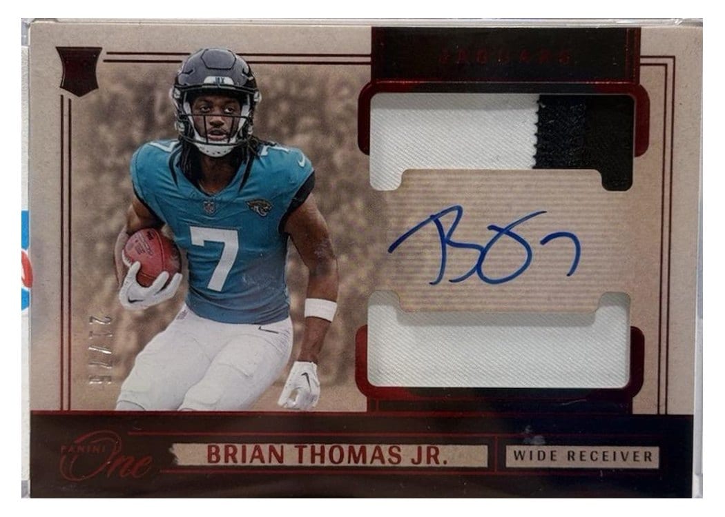 2024 Panini One Rookie Dual Patch Autographs Brian Thomas Jr. #33 card
