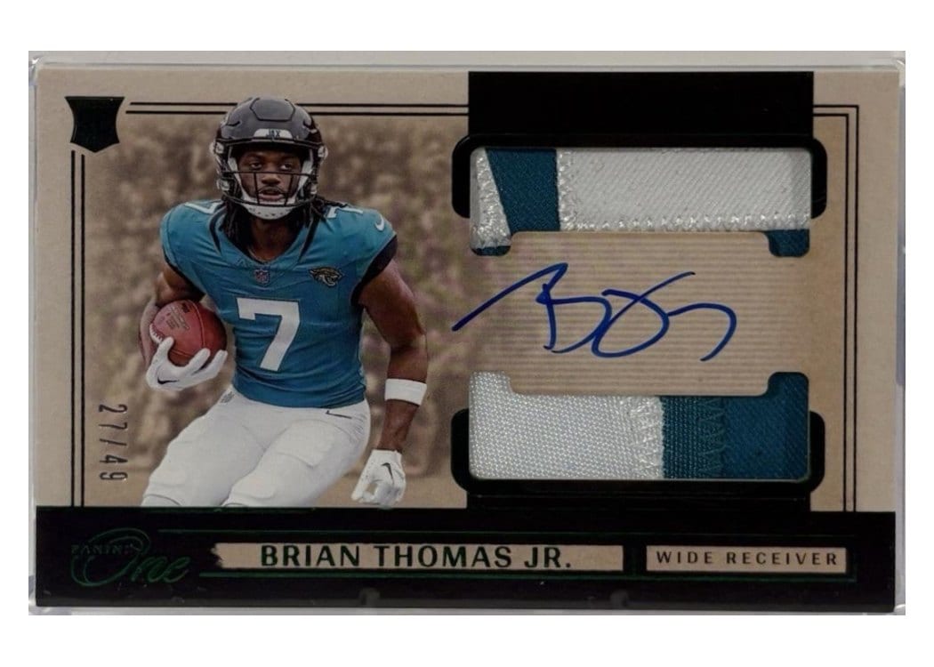 2024 Panini One Rookie Dual Patch Autographs Brian Thomas Jr. #33 card