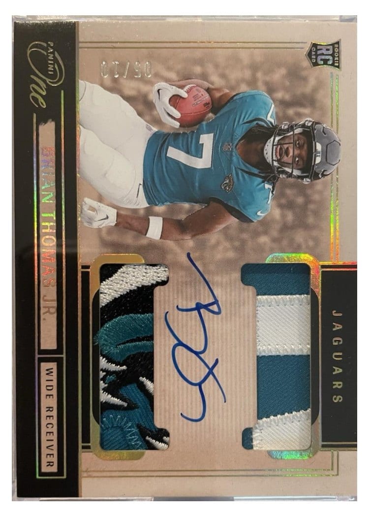 2024 Panini One Rookie Dual Patch Autographs Brian Thomas Jr. #33 card