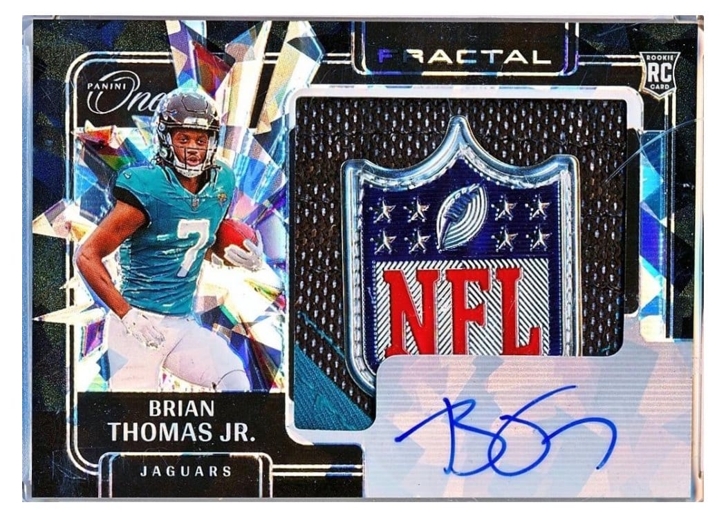 2024 Panini One Rookie Fractal Autographs Brian Thomas Jr. #393 card