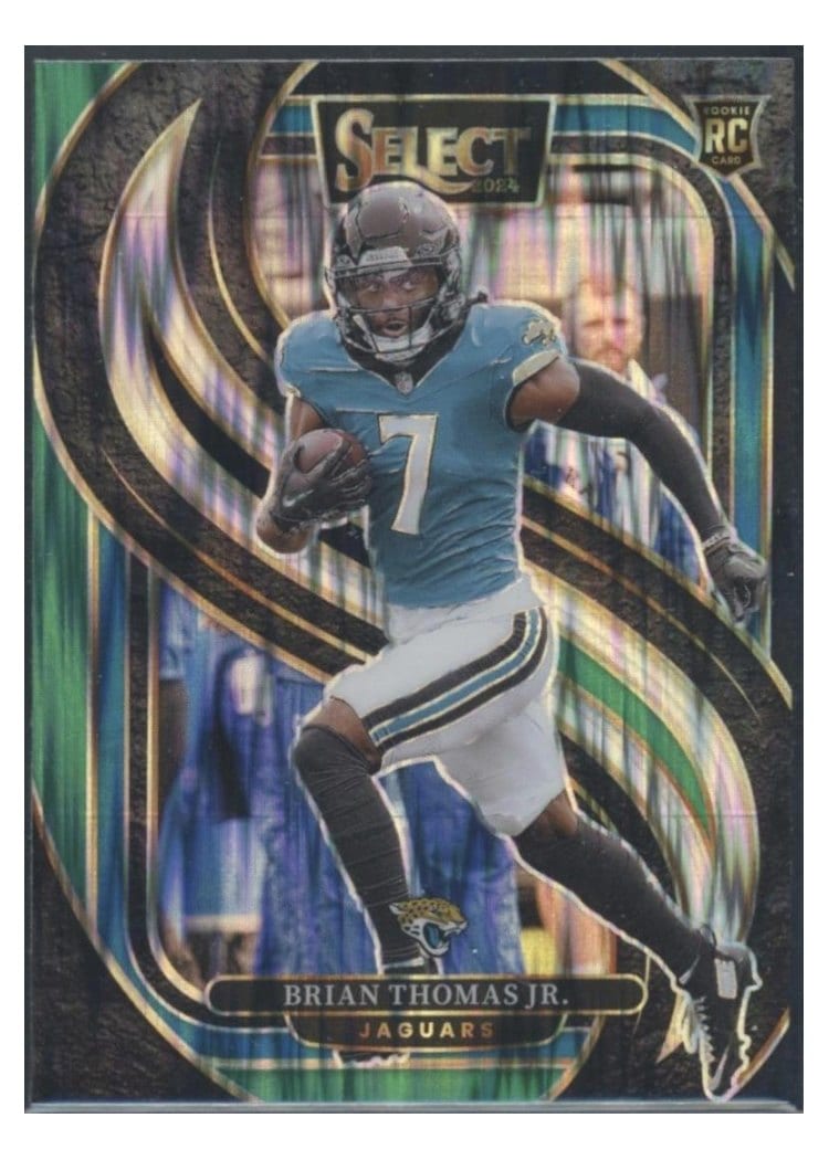 2024 Panini Select Base Set Brian Thomas Jr. Green Black Snakeskin Prizm #143 card