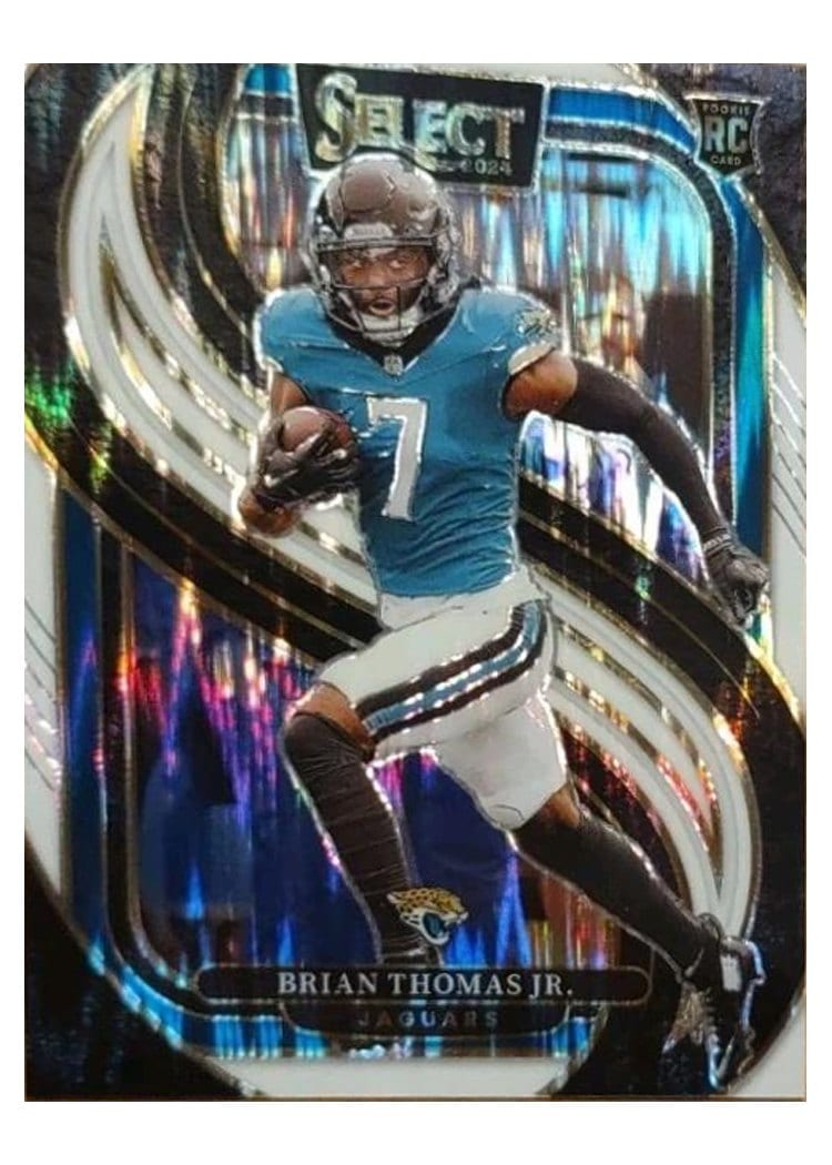 2024 Panini Select Base Set Brian Thomas Jr. White Prizm Shock #143 card