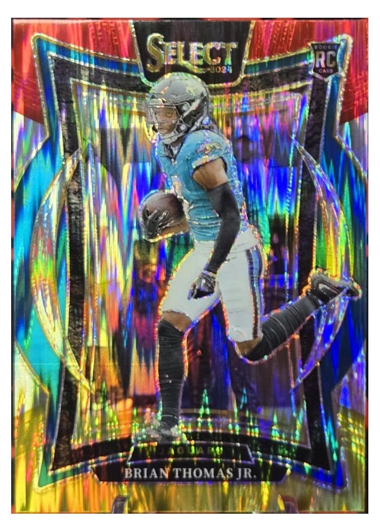 2024 Panini Select Base Set Brian Thomas Jr. Red Yellow Prizm Shock #91 card