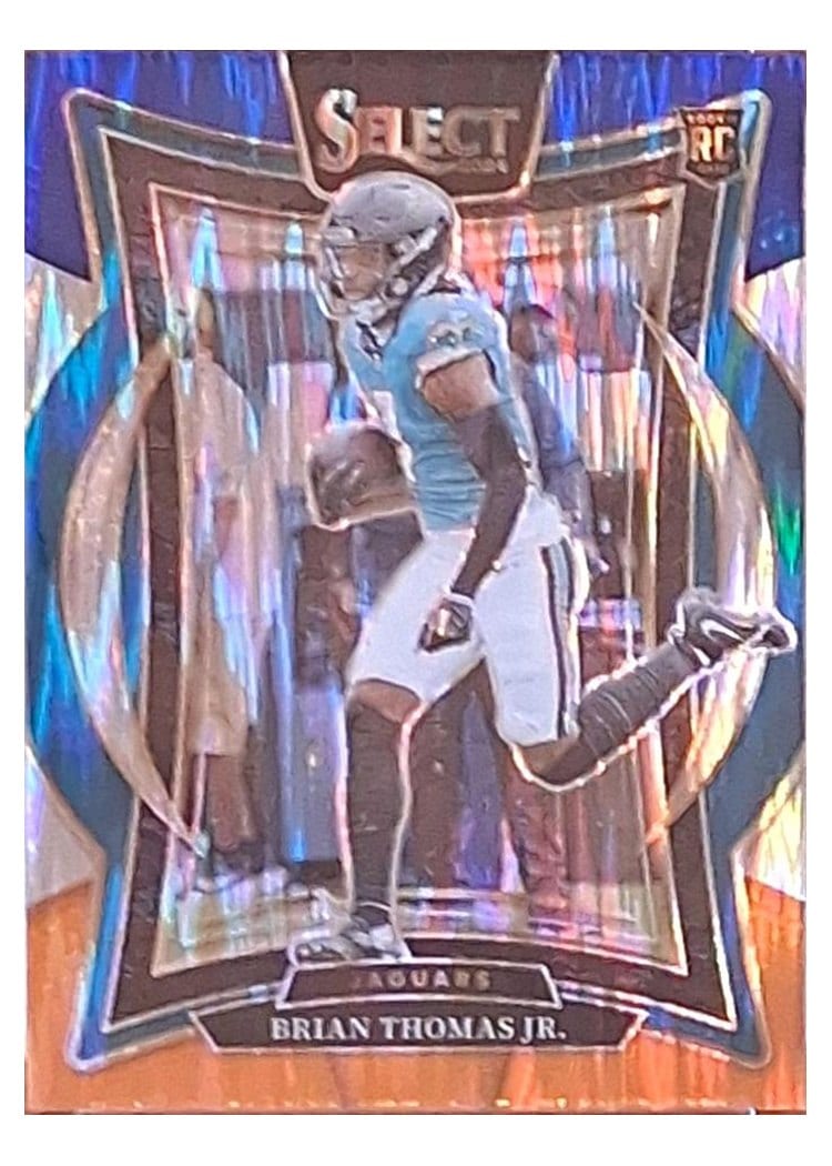 2024 Panini Select Base Set Brian Thomas Jr. Blue Orange Prizm Shock #91 card