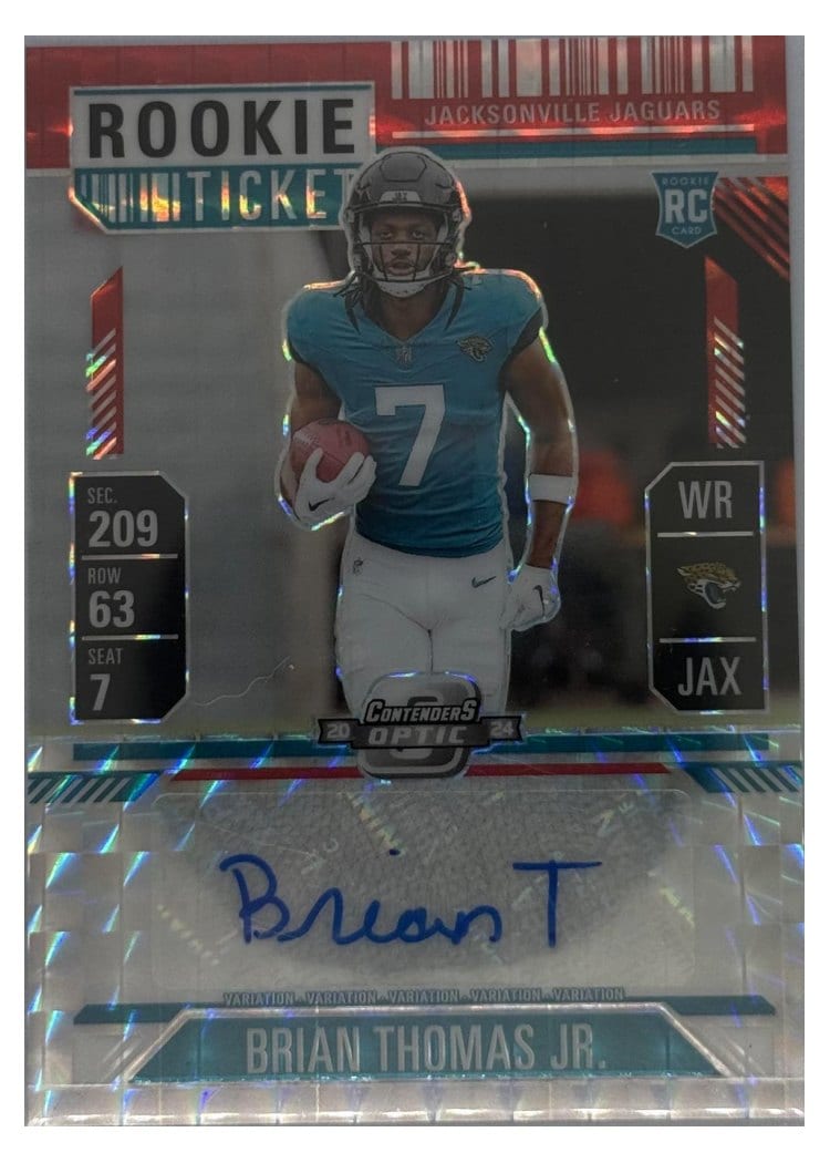 2024 Panini Zenith Contenders Optic Rookie Ticket Variation RPS Preview Blue Brian Thomas Jr. #PV-BTJ card