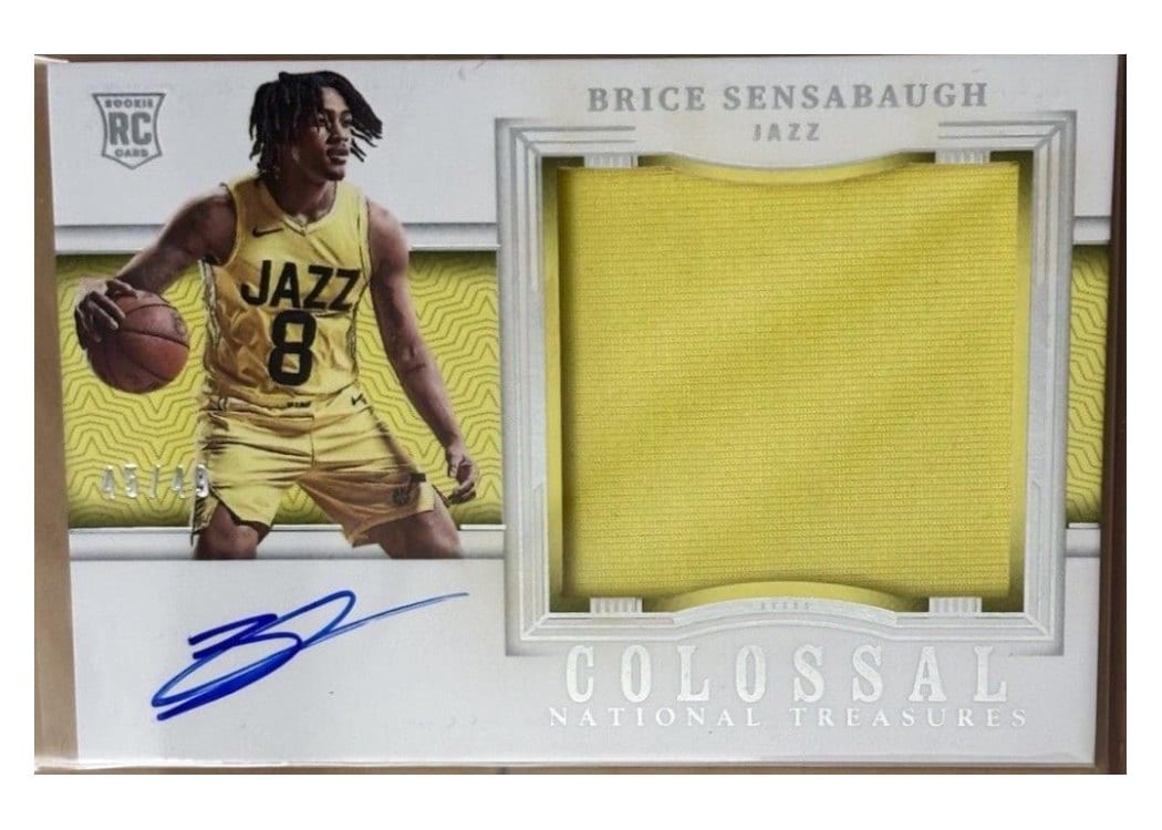 2023-24 Panini National Treasures Colossal Material Autographs Brice Sensabaugh #24 card