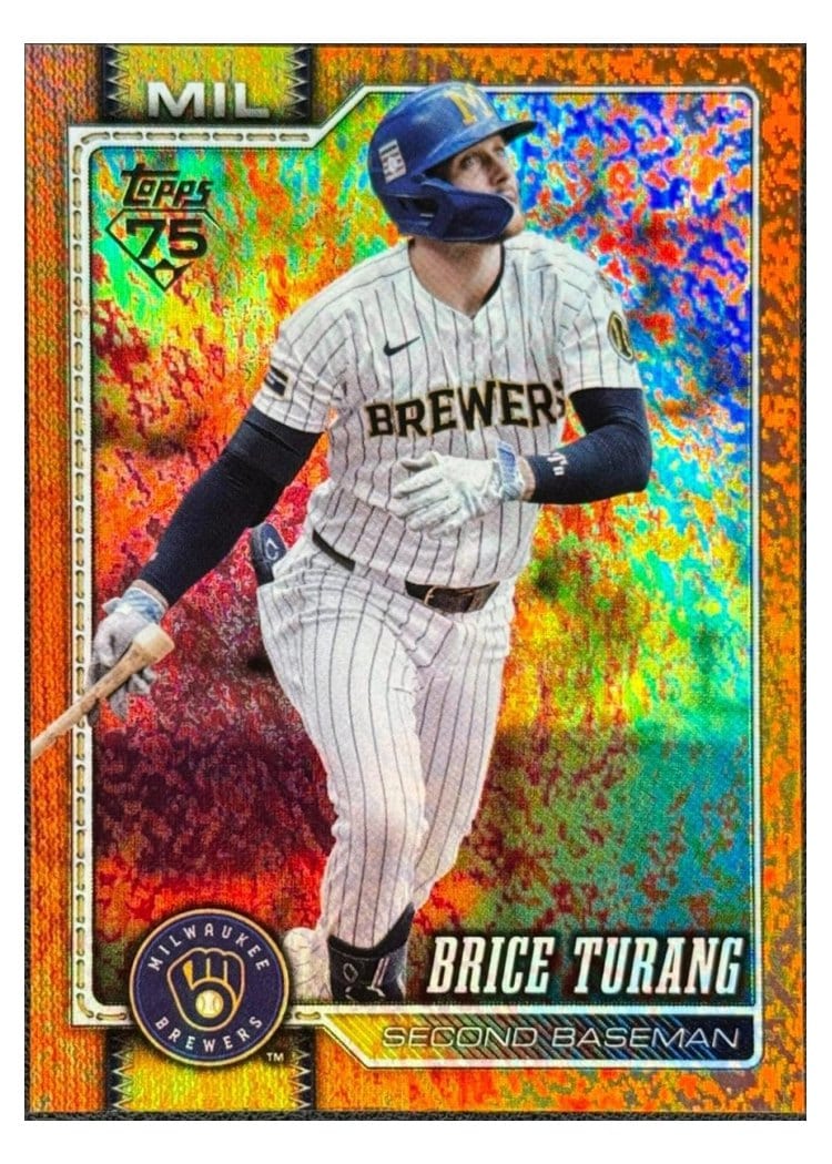 2026 Topps Base Set Brice Turang Orange Holo #105 card