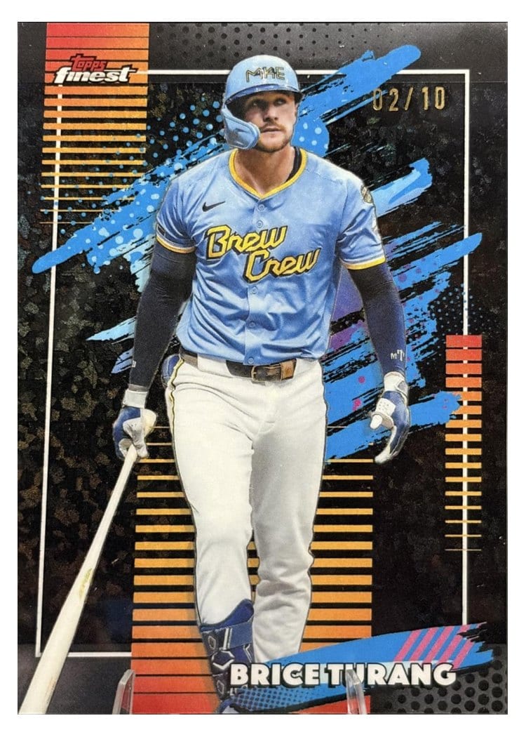 2026 Topps Finest Brice Turang Black Mini Diamond Refractor #186 card