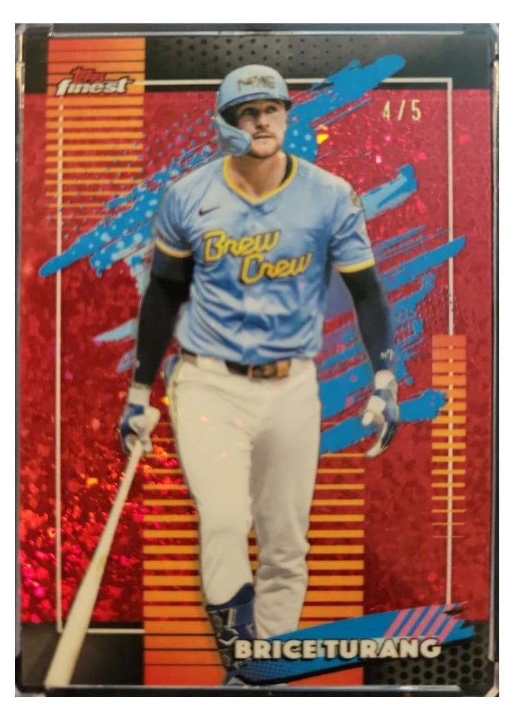 2026 Topps Finest Brice Turang Red Mini Diamond Refractor #186 card