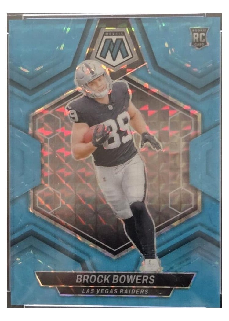2024 Panini Mosaic Base Set Brock Bowers Blue Fluorescent #313 card