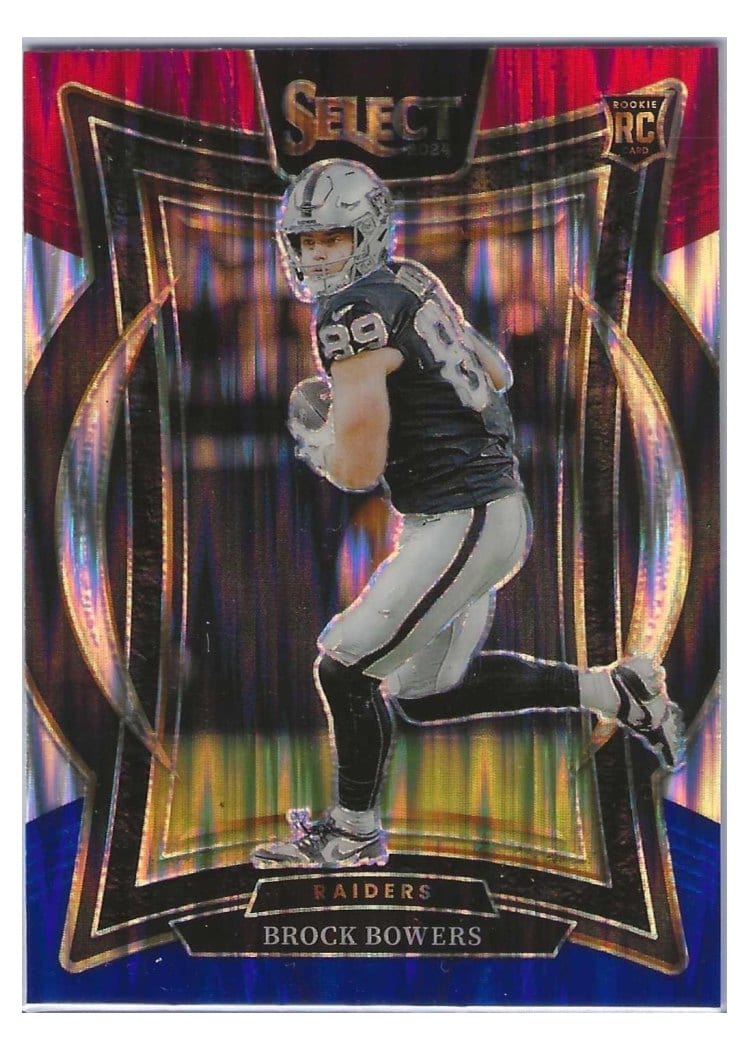 2024 Panini Select Brock Bowers Black Blue Prizm Shock #31 card