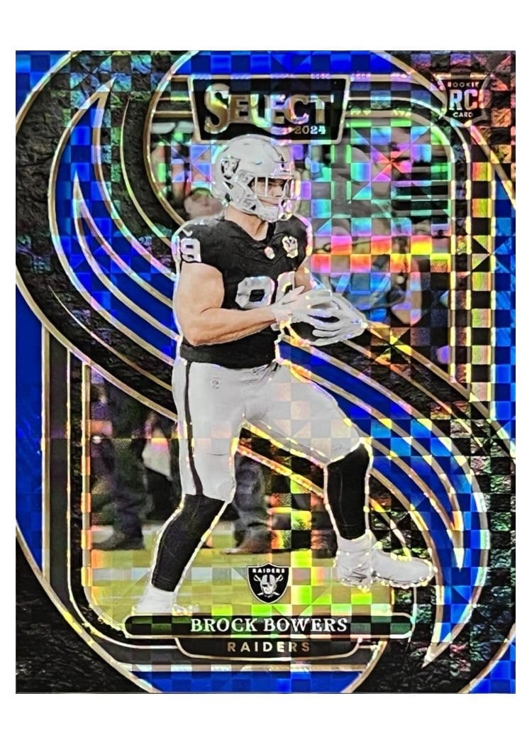 2024 Panini Select Base Set Brock Bowers Blue Prizm #118 card