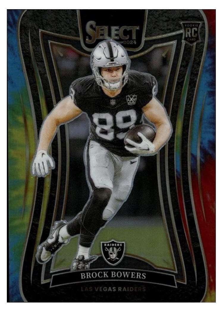 2024 Panini Select Base Set Brock Bowers Tie-Dye Prizm #383 card
