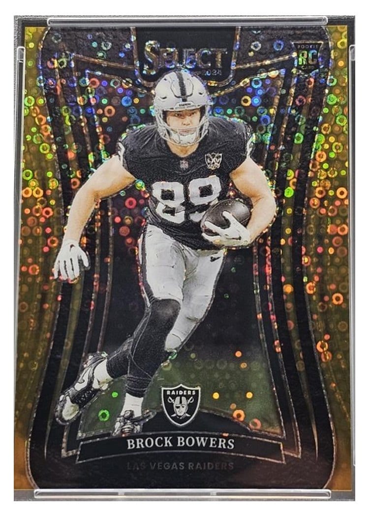 2024 Panini Select Base Set Brock Bowers Gold Disco Prizm #383 card