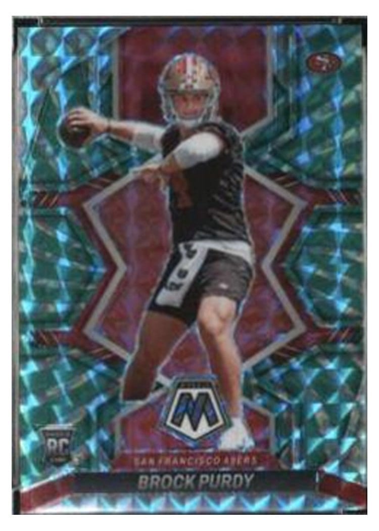 2022 Panini Mosaic Brock Purdy Green Swirl #367 card