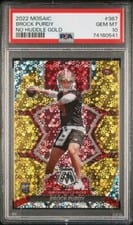 2022 Panini Mosaic Brock Purdy No Huddle Gold #367 card