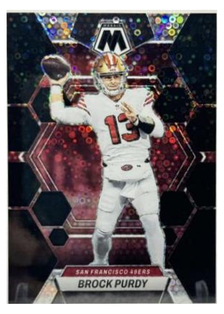 2023 Panini Mosaic Base Set Brock Purdy No Huddle Black #211 card