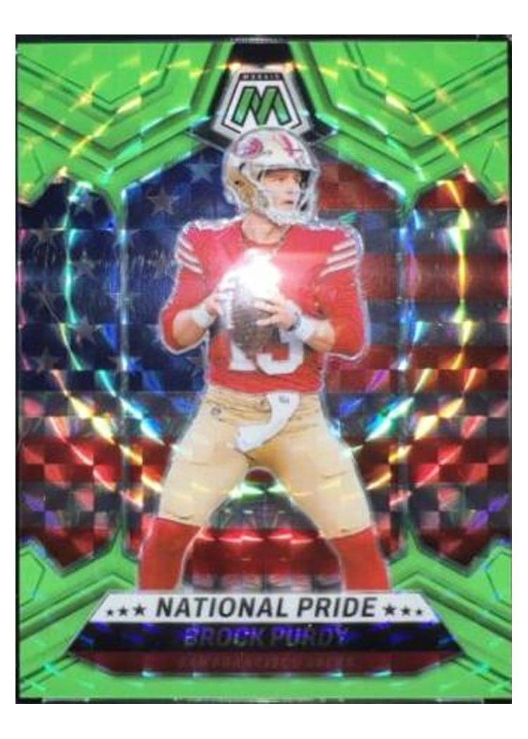 2024 Panini Mosaic Base Set Brock Purdy Green Fluorescent #255 card
