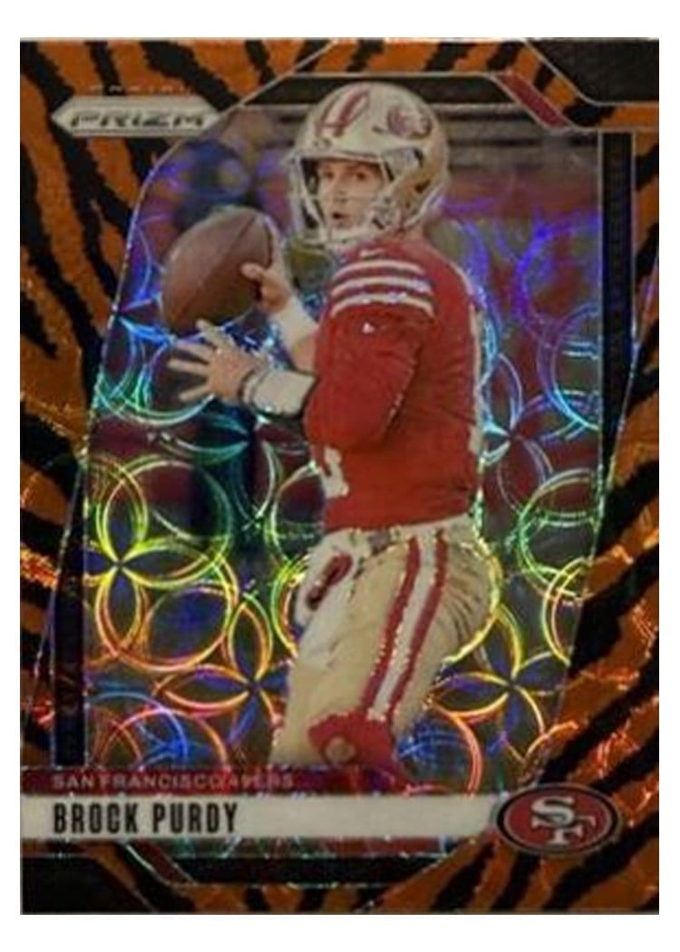 2024 Panini Prizm Base Set Brock Purdy Choice Tiger Stripe #249 card