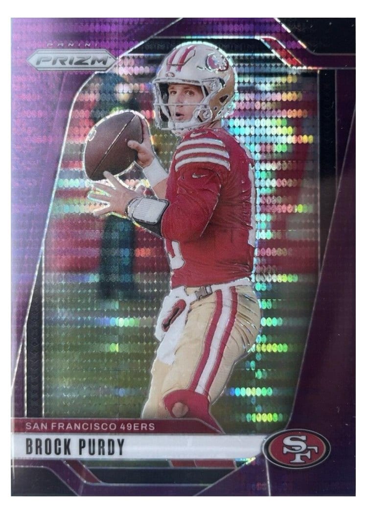 2024 Panini Prizm Base Set Brock Purdy Purple Pulsar #249 card
