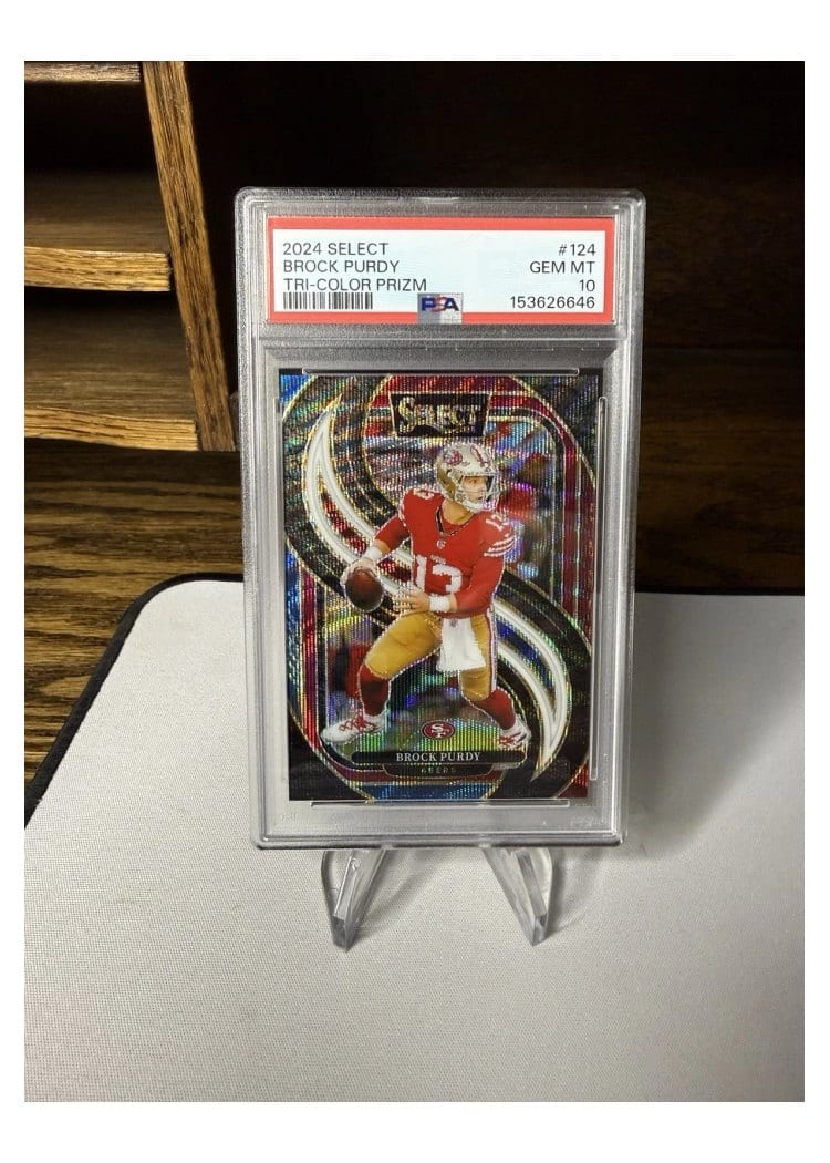 2024 Panini Select Base Set Brock Purdy Tri-Color Prizm #124 card