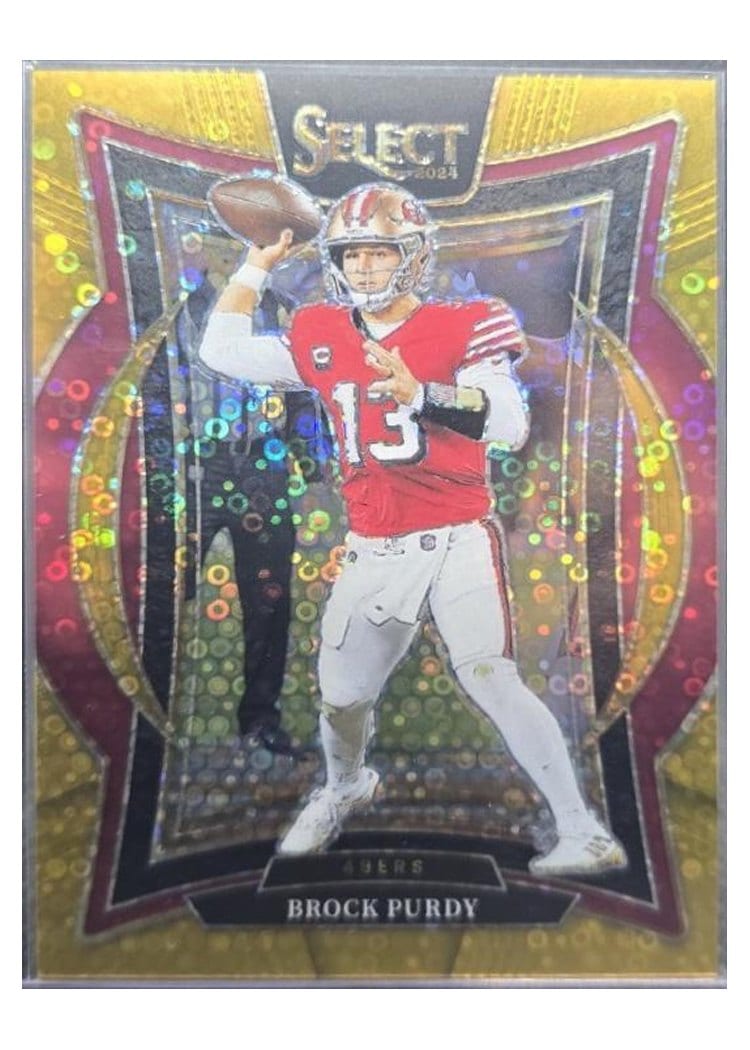 2024 Panini Select Base Set Brock Purdy Gold Disco Prizm #37 card