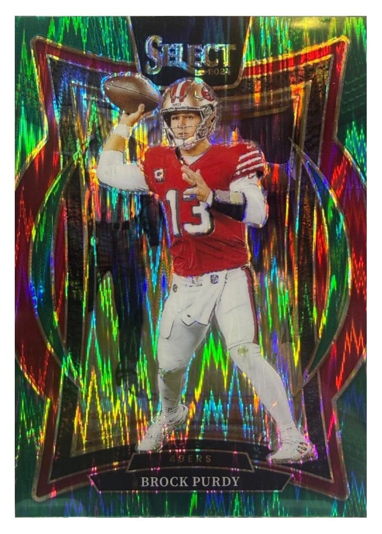 2024 Panini Select Base Set Brock Purdy Green Prizm Shock #37 card