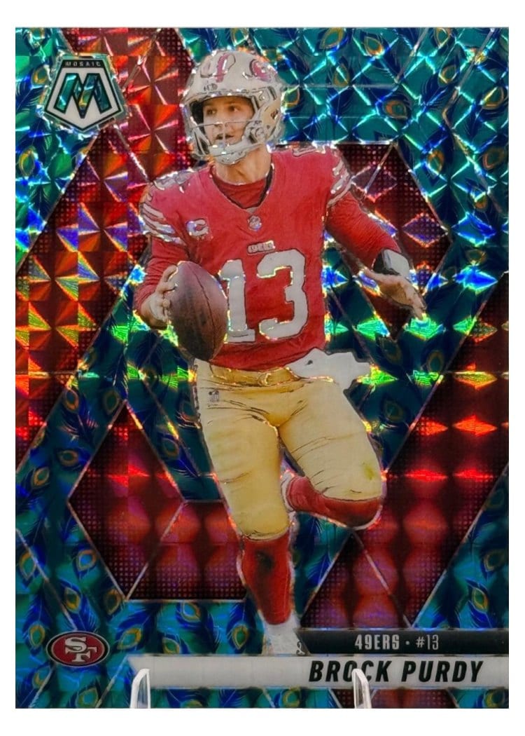 2025 Panini Mosaic Base Set Brock Purdy Choice Peacock #221 card