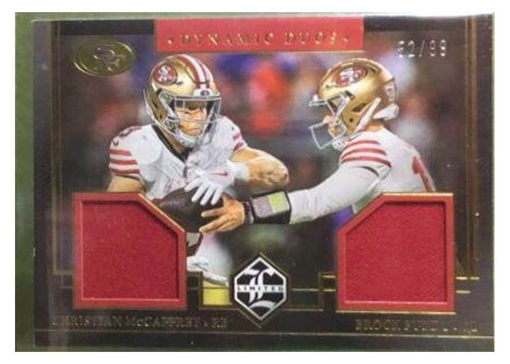 2023 Panini Limited Dynamic Duos Brock Purdy/Christian McCaffrey #2