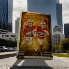 2024 Panini Phoenix Treasured Tandems Brock Purdy / Christian McCaffrey #TT-SF card