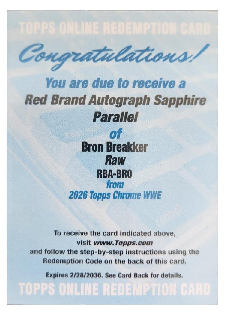 2026 Topps Chrome WWE Red Brand Autographs Bron Breakker #RBA-BRO