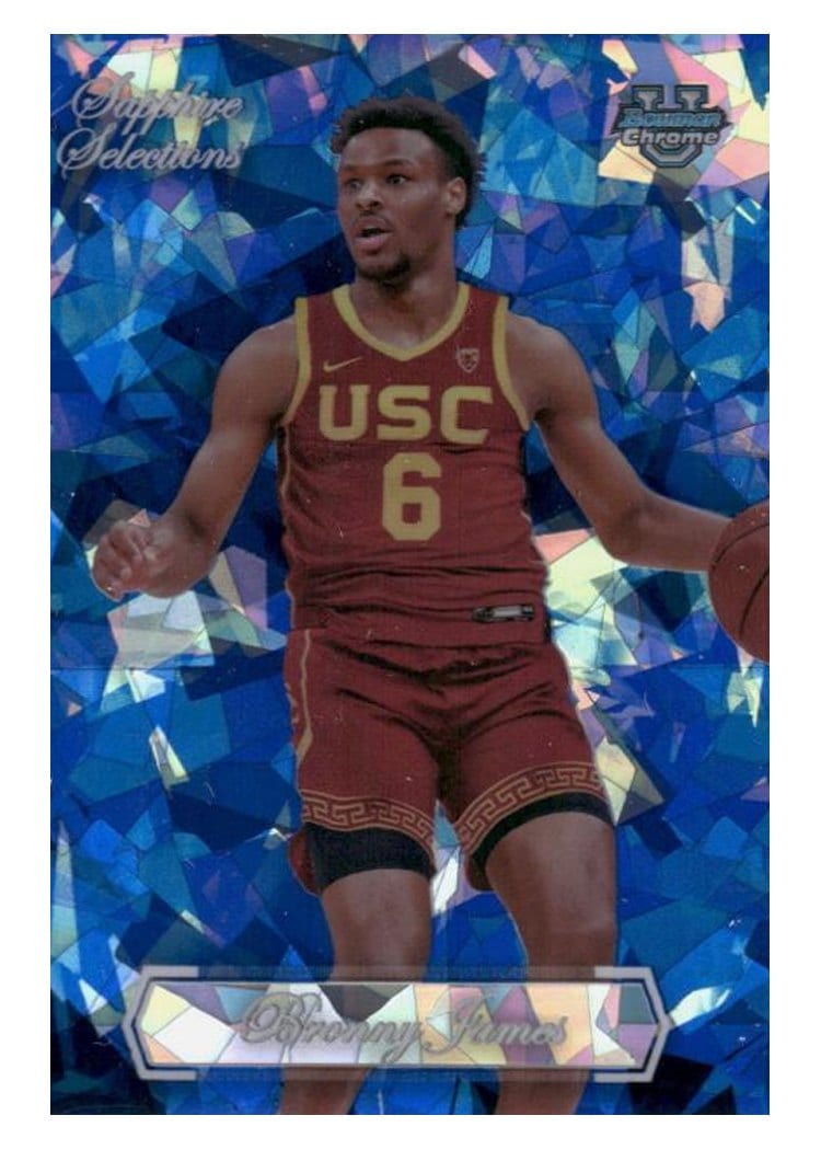2023-24 Bowman University Chrome Sapphire Sapphire Selections Bronny James #SAS-1 card