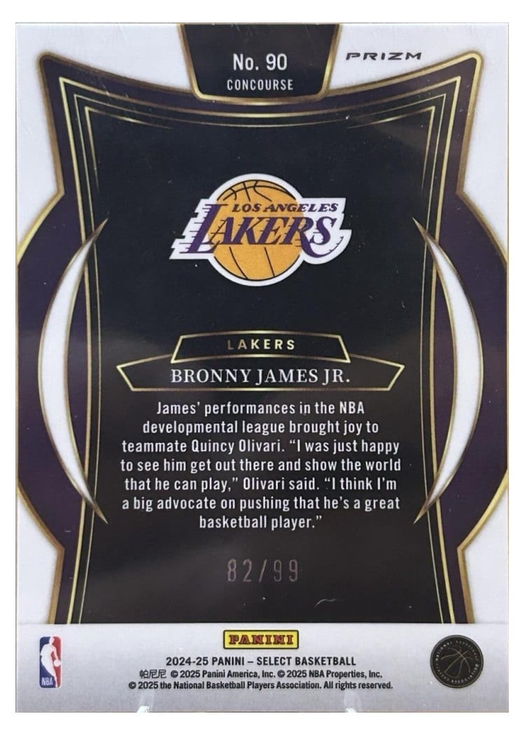 2024 Panini Select Bronny James Jr. #90 card