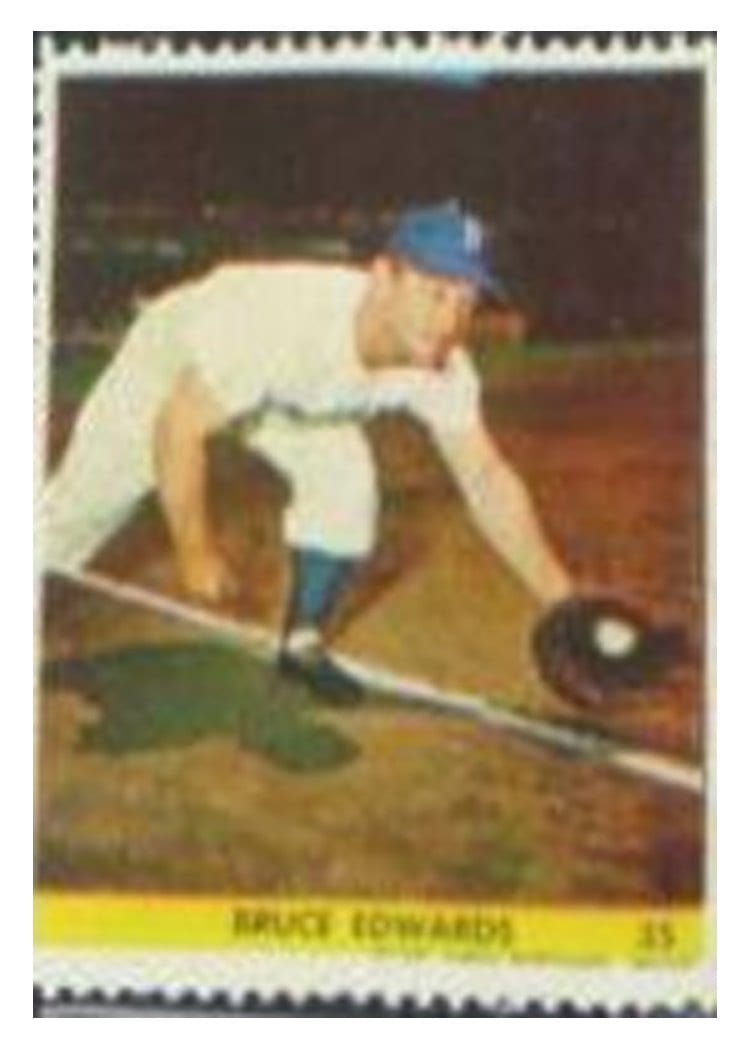 1949 Eureka Sportstamps Bruce Edwards #35 card