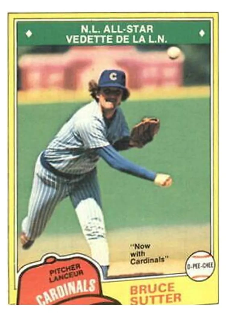 1981 O Pee Chee Bruce Sutter #9 card