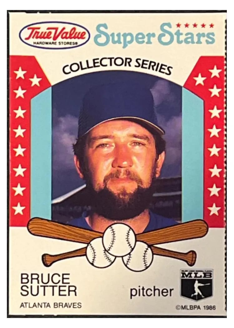 1986 True Value Perforated Bruce Sutter #15 card