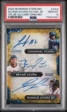 2022 Bowman Sterling Triple Refractor Autographs Bryan Acuña / Luisangel Acuña / Ronald Acuña Jr. #TRA-AAA card