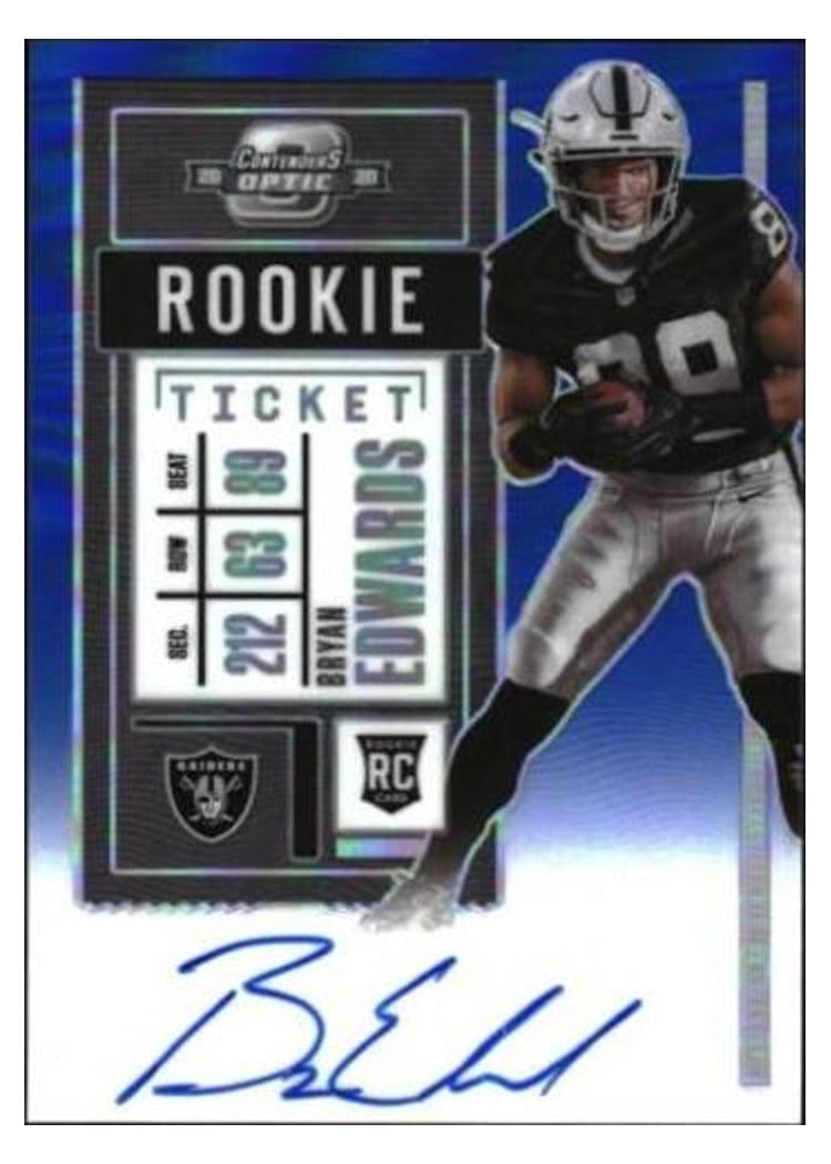 2020 Panini Contenders Optic Base Set Bryan Edwards Autograph Blue #130 card