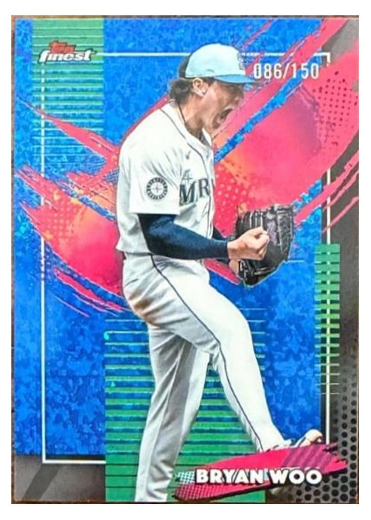 2026 Topps Finest Bryan Woo Blue Refractor #237 card