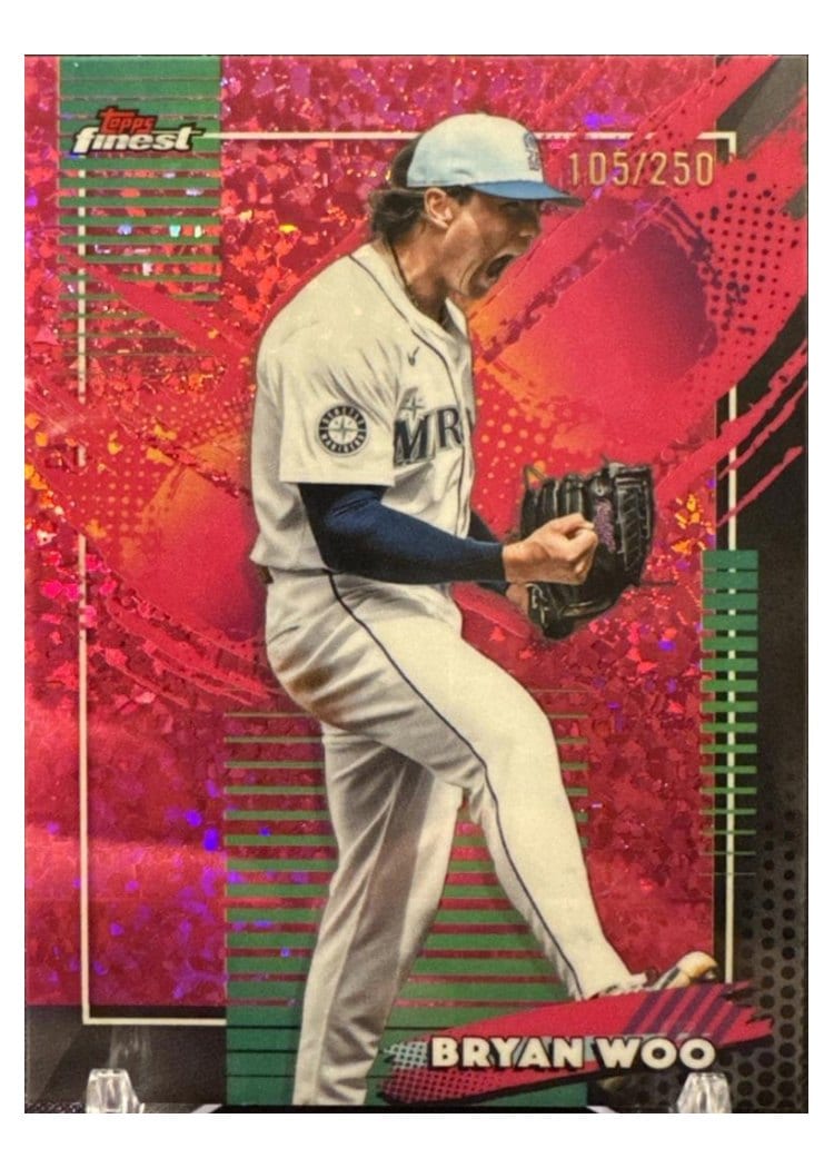 2026 Topps Finest Bryan Woo Pink Mini Diamond Refractor #237 card