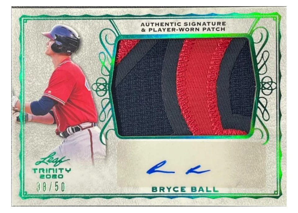 2020 Leaf Trinity Patch Autographs Bryce Ball Green #PA-BB3 card
