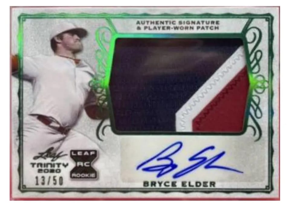 2020 Leaf Trinity Patch Autographs Bryce Elder #PA-BE1 card